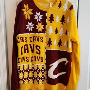 Forever Collectibles Cavs Holiday Christmas Crewneck Sweater Cleveland Caveliers